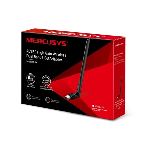 [TS-000132] ADAPTADOR USB MERCUSYS INHALAMBRICO DUAL BAND HIGH GAIN AC650