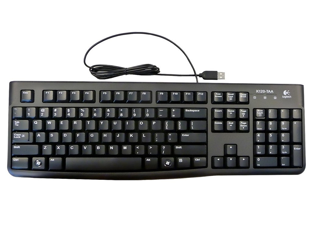 TECLADO LOGITECH K120 NEGRO USB PLUG AND PLAY RESISTENTE A SALPICADURAS
