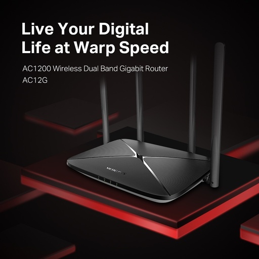 [ROUTPLAC12] ROUTER MERCUSYS BY TP-LINK AC1200 DOBLE BANDA WIRELESS 3ANTENAS