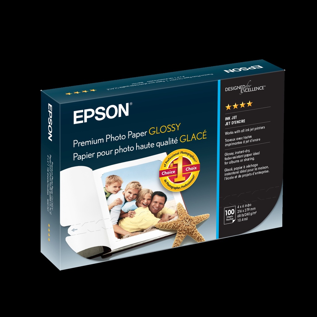 PAPEL EPSON PREMIUM GLOSSY BORDER LESS 4X6 100U