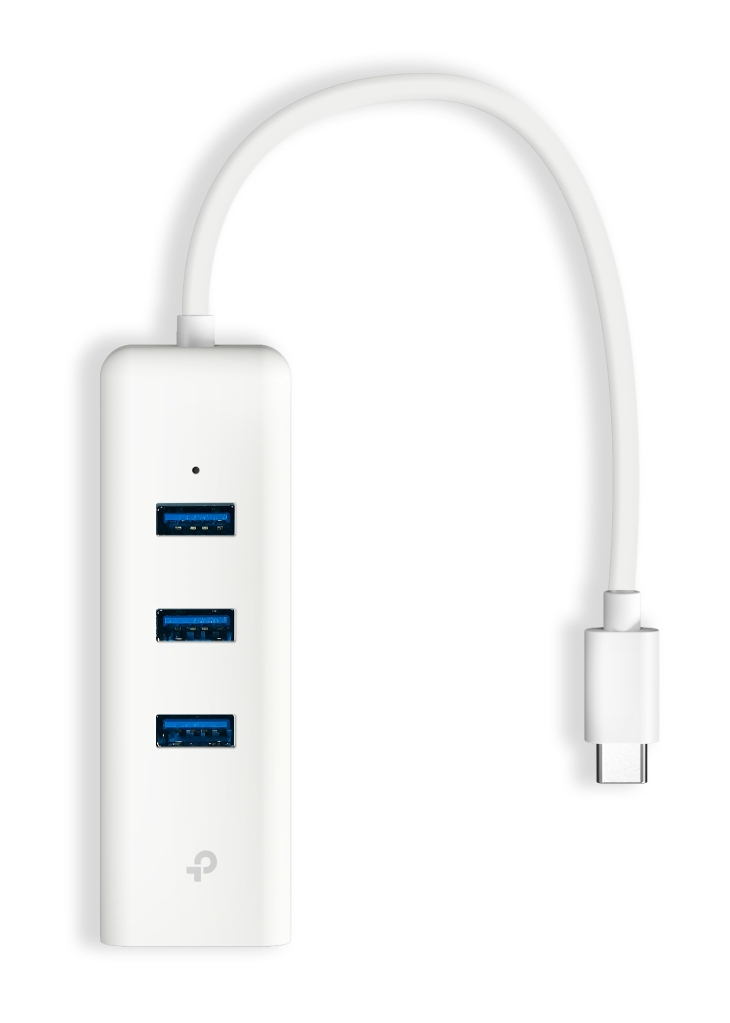 ADAPTADOR TP-Link USB-C a Ethernet Gigabit con HUB de 3 Puertos USB-3.0