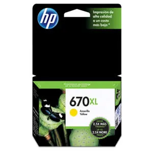 CARTUCHO DE TINTA HP 670XL AMARILLO