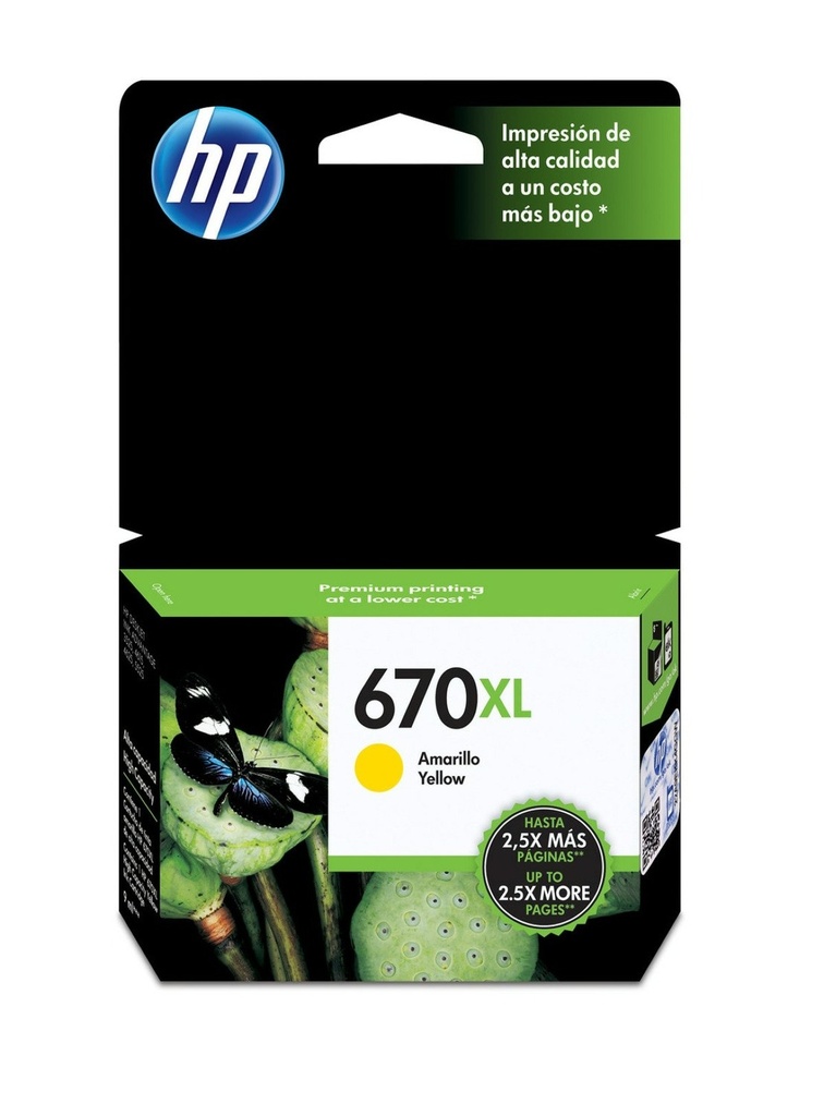 CARTUCHO DE TINTA HP 670XL AMARILLO