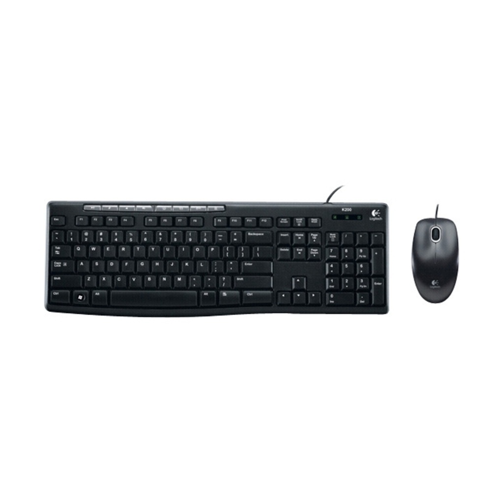 TECLADO-MOUSE COMBO LOGITECH MK200 NEGRO USB PLUG AND PLAY RESISTENTE A SALPICADURAS