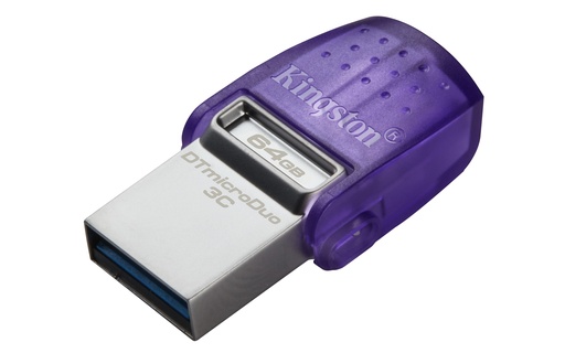 [FMEKINDTD3CG364] FLASH MEMORY KINGSTON 64GB DATA TRAVELER MICRO-DUO3CG3 TYPE-A - C PURPLE