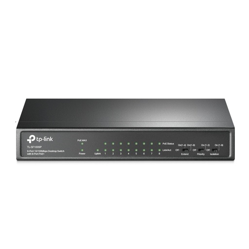 [SWITPLTLSF1009P] SWITCH TPLINK TL-SF1009P 9PORT 10-100MBPS DESKTOP POE Plus No-Administrable Negro