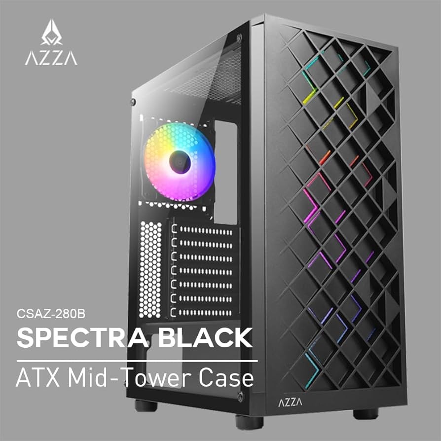 CASE AZZA CSAZ-280B SPECTRA GAMING MID-TOWER ATX TEMPERED GLASS BLACK