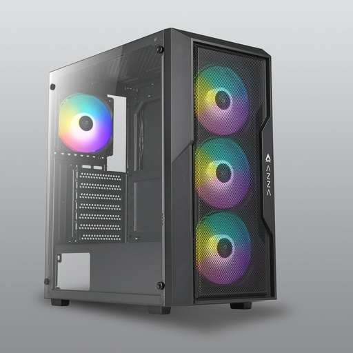 [CASAZZCSAZ-290] CASE AZZA FIGTHER AZ-290 Gaming Vidrio-Templado 7Slots 4 Ven. 2USB2.0 USB-3.0 RGB Mid Tower Black