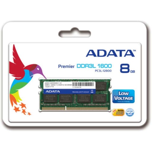 [DIMADASD8GB160L] SO-DIMM ADATA 8GB PC-1600 DDR3L LOW VOLTAGE