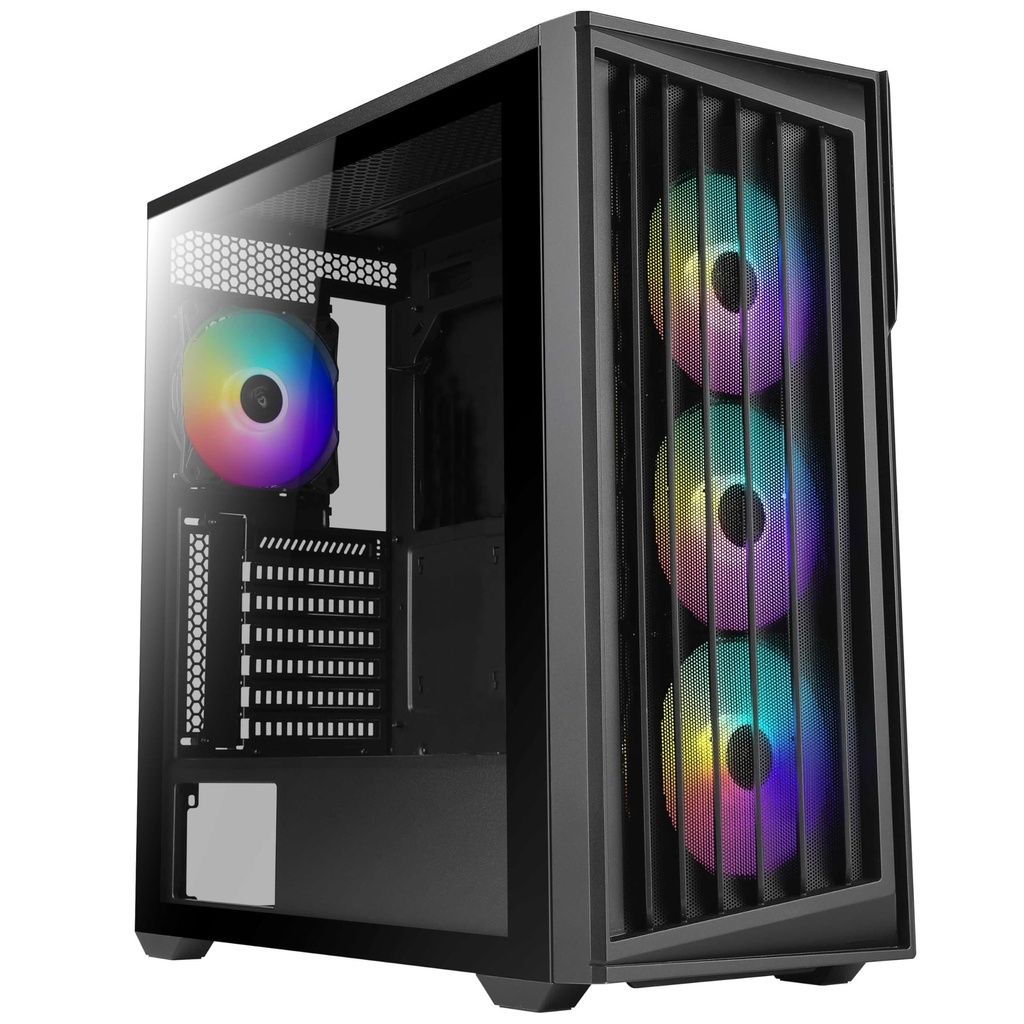 CASE AZZA TORRENT AZ-490 Gaming Vidrio-Templado 7Slots 4 Ven. 2USB3.0 USB-C RGB Mid Tower Black