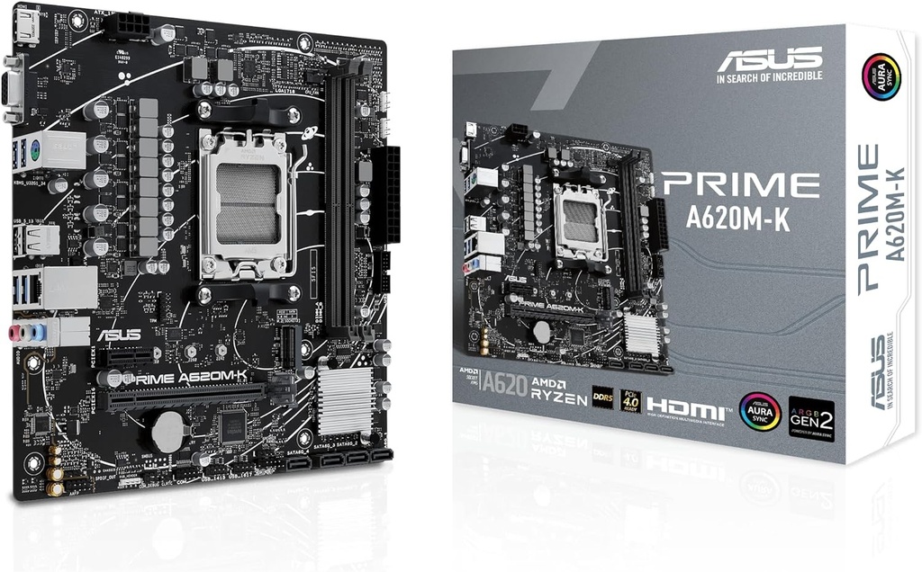 [MBOASUA620M-K] MBO ASUS PRIME A620M-K AMD AM5 RYZEN 7000 2XDDR5-5200 VGA HDMI M.2 6USB PCIE4.0 MICRO-ATX