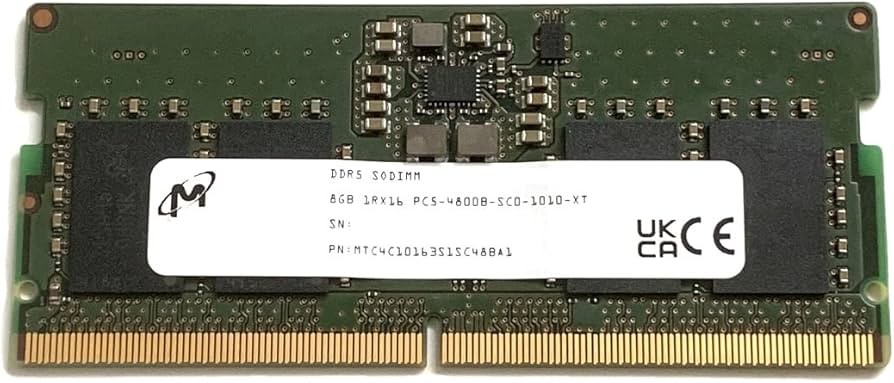 SO-DIMM MICRON 8GB DDR5-4800Mhz PC5-38400 1RX16 CL40 1.1V 262-Pin