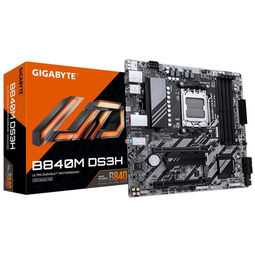 [MBOGIBB840MDS3H] MBO GIGABYTE B840M DS3H AM5 AMD Ryzen 9000 DDR5-5200 HDMI 2DP 2M.2 6USB PCIe 4.0 mATX