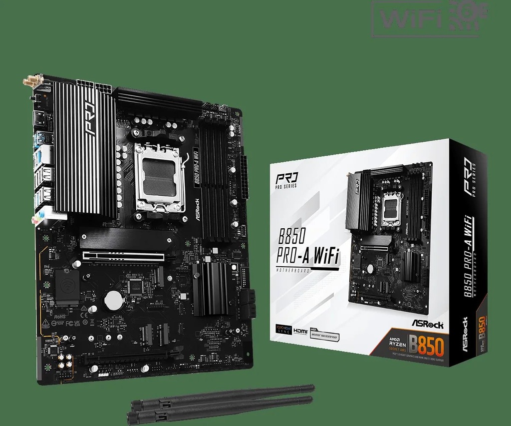 MBO ASROCK B850M Pro-A WiFi AM5 2DDR5 HDMI DP USB3.2 4M.2 PCIe5.0 Micro-ATX