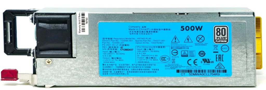 POWER SUPPLY HP 500W FS PLAT HT PLG PWR