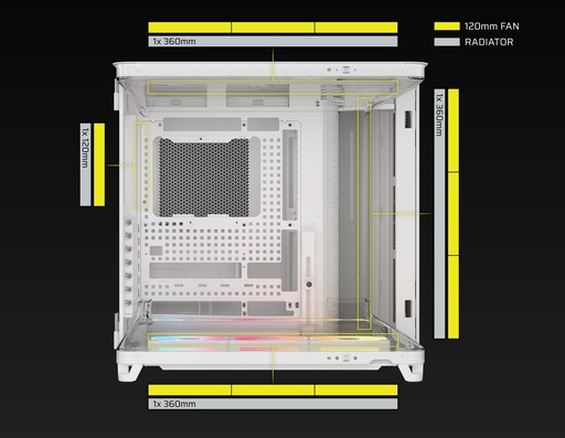 [CASCORCC9011321] CASE CORSAIR ATX TRIPLE CAMARA AIR 5400 LX-R RGB iCUE LINK Tempered 2USB3.2 HD-Audio Mid-Tower White