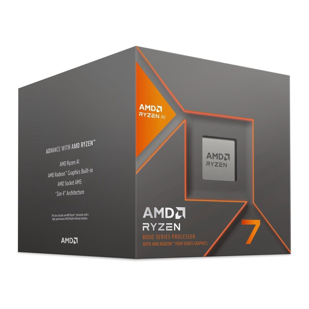 PROC. AMD RYZEN 7 8700G AM5 5.1GHZ 8CORE 16HILOS CACHE 24MB 65W WITH THERMAL SOLUTION