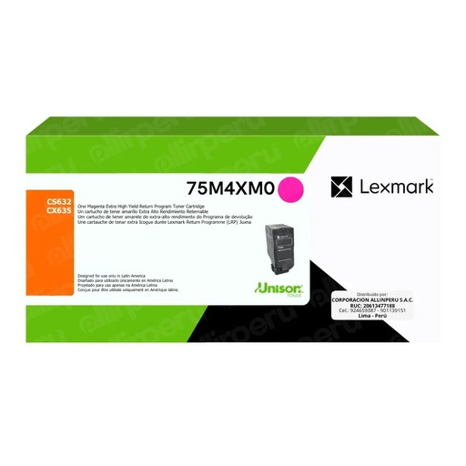 [SUMLEX75M4XK0] TONER LEXMARK BLACK 20K PROGRAMA RETORNO CS632 CX635