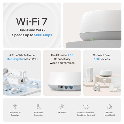 [ADATPLDECBE253P] DECO TP-Link BE25 Wifi7 Mesh BE5000 2.5Gbps MLO 3 Pack