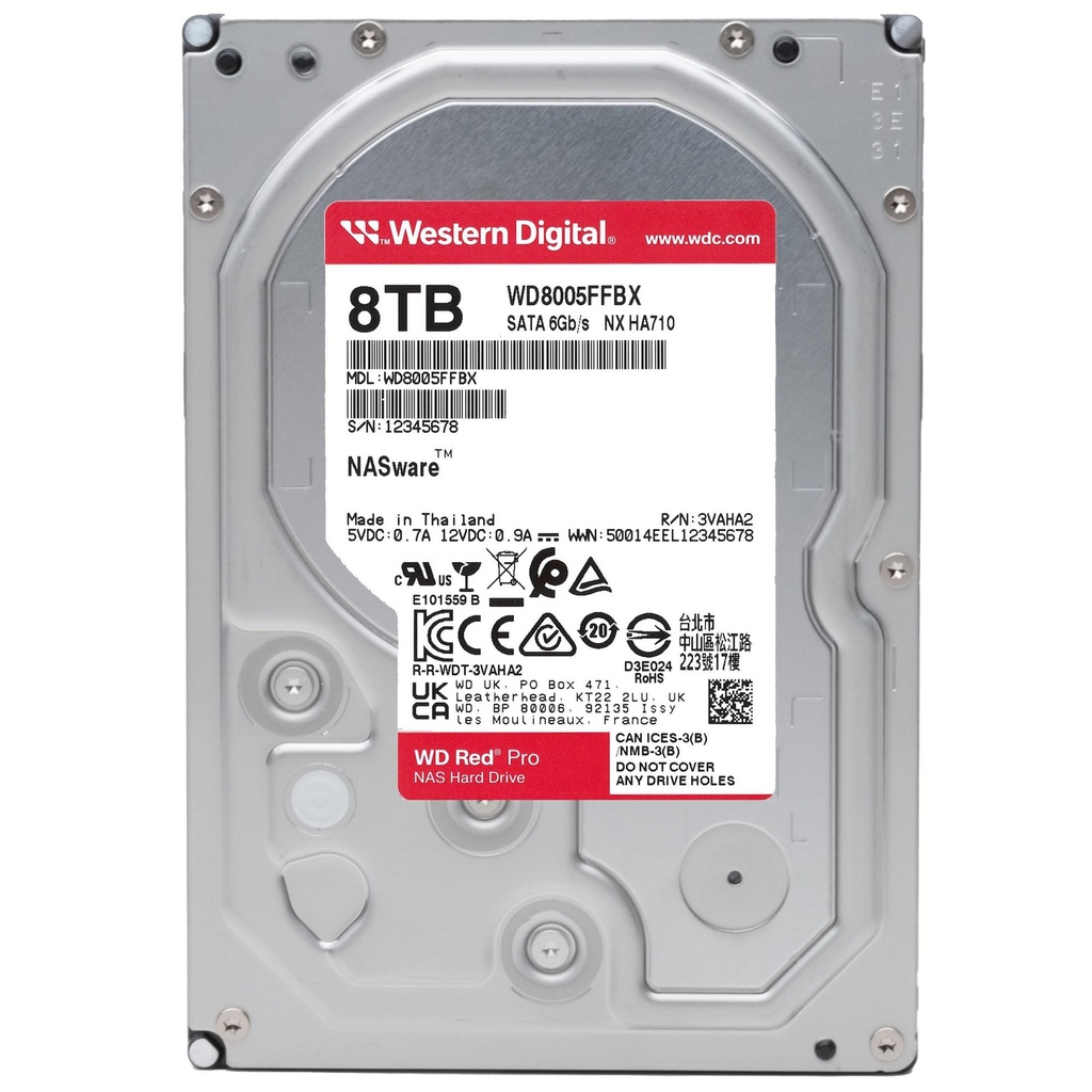 DISCO DURO WESTERN DIGITAL 8TB SATA 7200RPM 3.5Inch CACHE-256MB RED PRO NAS 5y