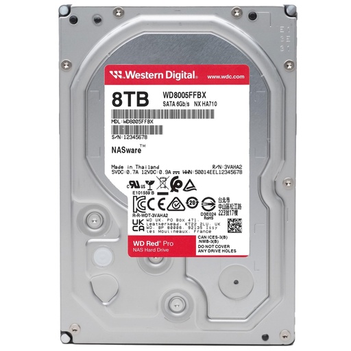 [HDDWDIWD805FFBX] DISCO DURO WESTERN DIGITAL 8TB SATA 7200RPM 3.5Inch CACHE-256MB RED PRO NAS 5y