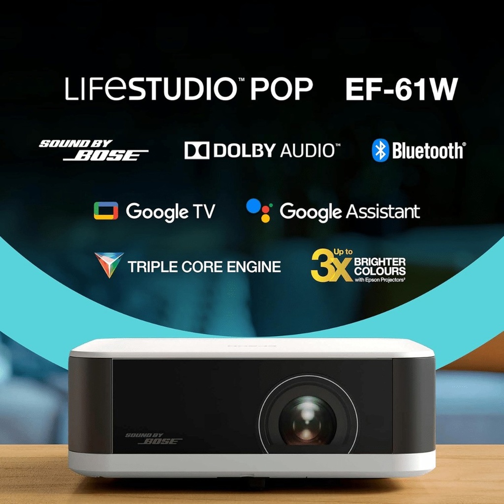 PROYECTOR EPSON Smart Portatil Lifestudio POP EF-61 Full-HD Blanco Calido 150Inch