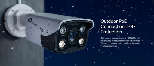[TS-000623] CAMARA TP-LINK VIGI C350 2.8MM BALA EXT. 5MP FULL COLOR DWR 30MTS ETHERNET POE IP67 DC12V