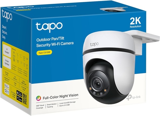 [TS-000610] CAMARA TP-LINK TAPO C510W TIPO PT INT-EXT 3MP 2K VISIÓN 360° COLOR WI-FI BIDIRECIONAL 512GB IP66