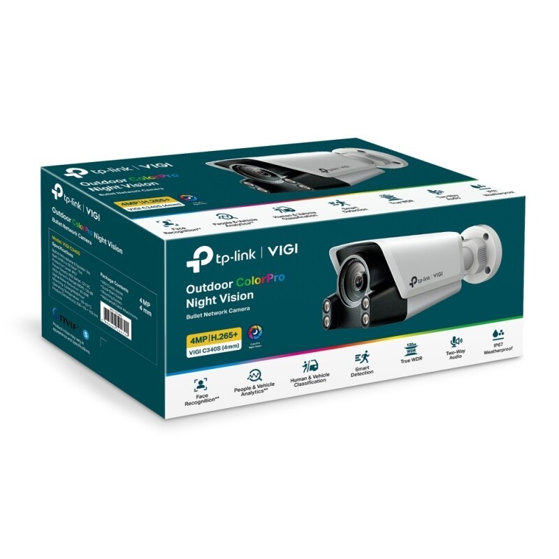 CAMARA TP-LINK VIGI C340S 4MM BALA EXT. 4MP COLOR PRO WDR 30MTS ETHERNET POE IP67