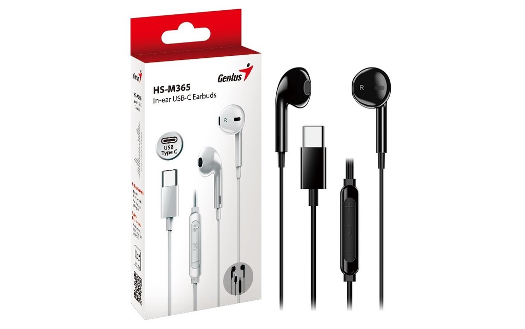 AUDIFONO CON MICROFONO GENIUS HS-M365 IN-EAR USB-C NEGRO