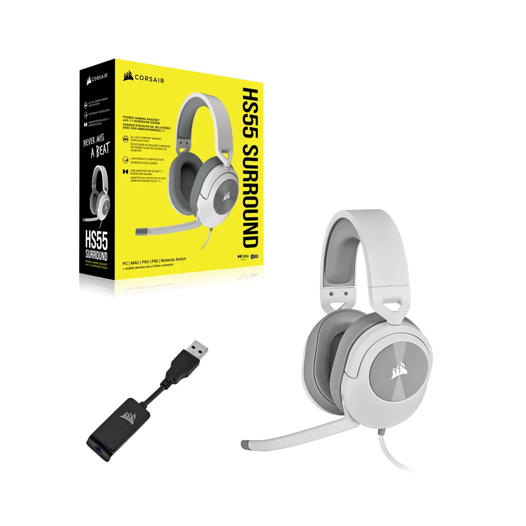HEADSET CORSAIR HS55 SURROUND V2 Multiplataform Gaming Wired White