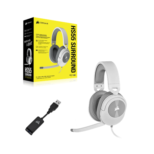 [HSECORCA9011390] HEADSET CORSAIR HS55 SURROUND V2 Multiplataform Gaming Wired White