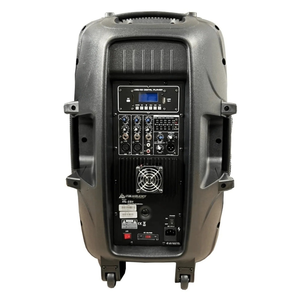 CAJA DE AUDIO ITALY ITL-15N 15Inch MP3 Pant-LED BT FM USB-SD ILUM. RGB NEGRO