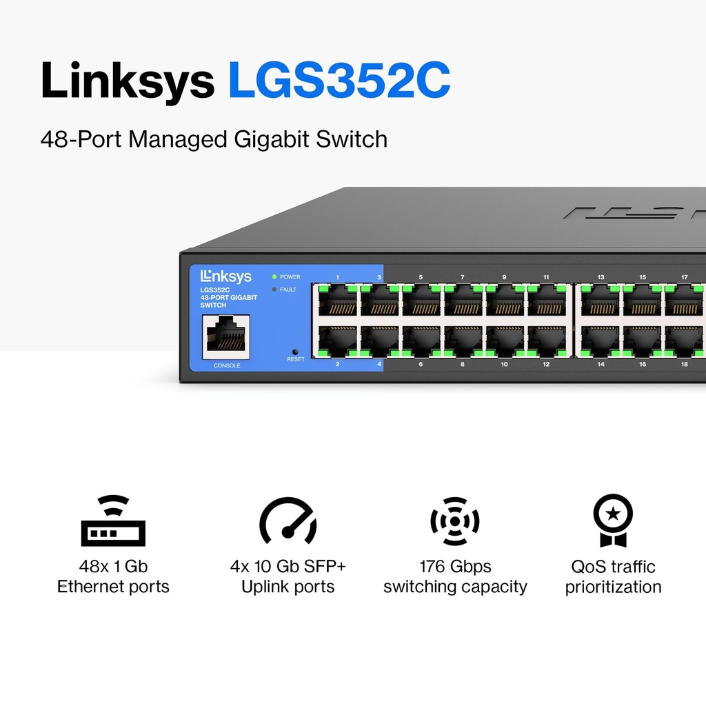 Linksys - Swich 48-PORT MANAGED GIGABIT 4 10G SFP TAA