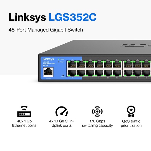 [LGS352C] Linksys - Swich 48-PORT MANAGED GIGABIT 4 10G SFP TAA