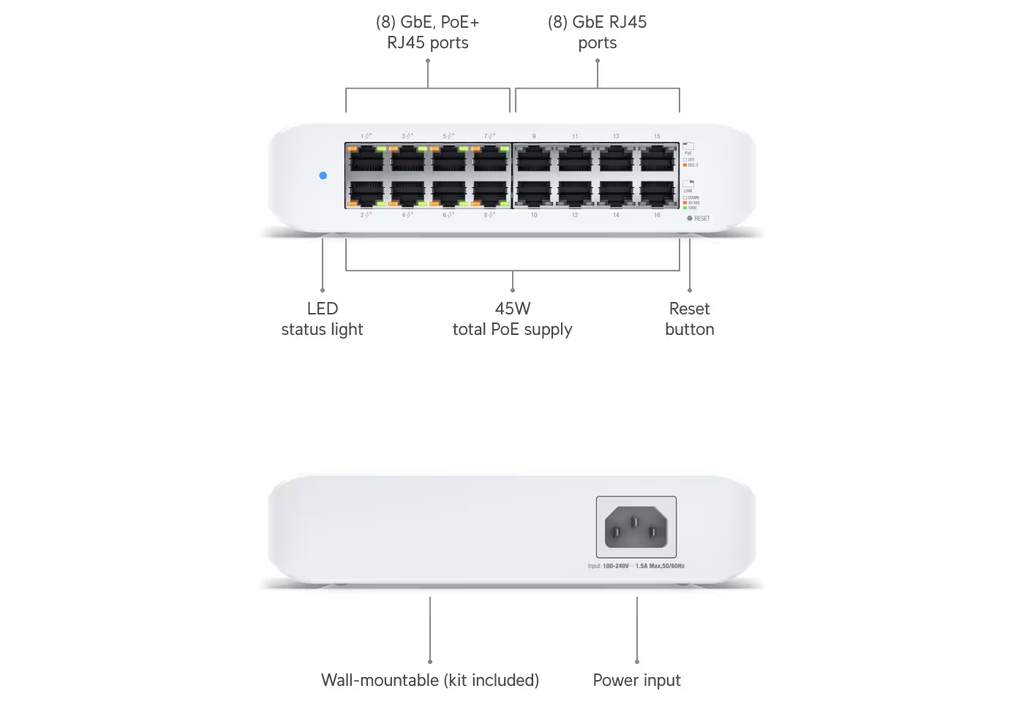 UBIQUITI UniFi Desktop 16Port Gigabit Switch with PoE