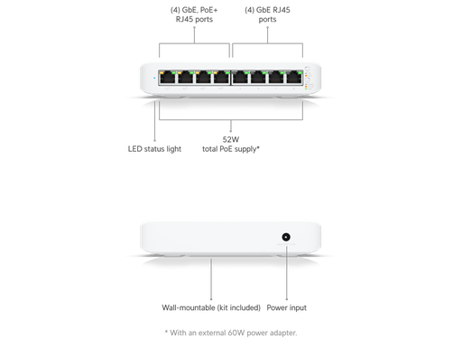 [USW-Lite-8-POE] UBIQUITI UniFi Low-cost Desktop 8Port Gigabit Switch