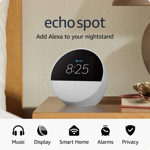 [840268974282] AMAZON Echo Spot Smart alarm clock with vibrant sound and Alexa - Ocea