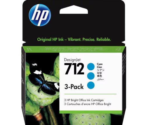 HP 712 Cyan Ink Cartridge 3-Pack