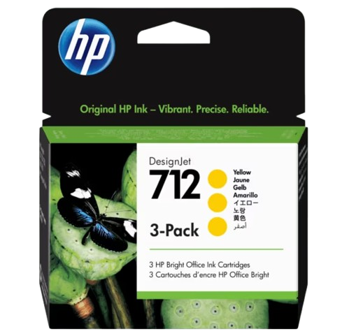 HP 712 Yellow Ink Cartridge 3-Pack