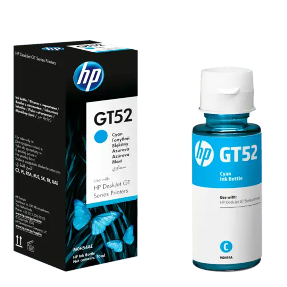 HP GT52 CYAN INK BOTTLE.