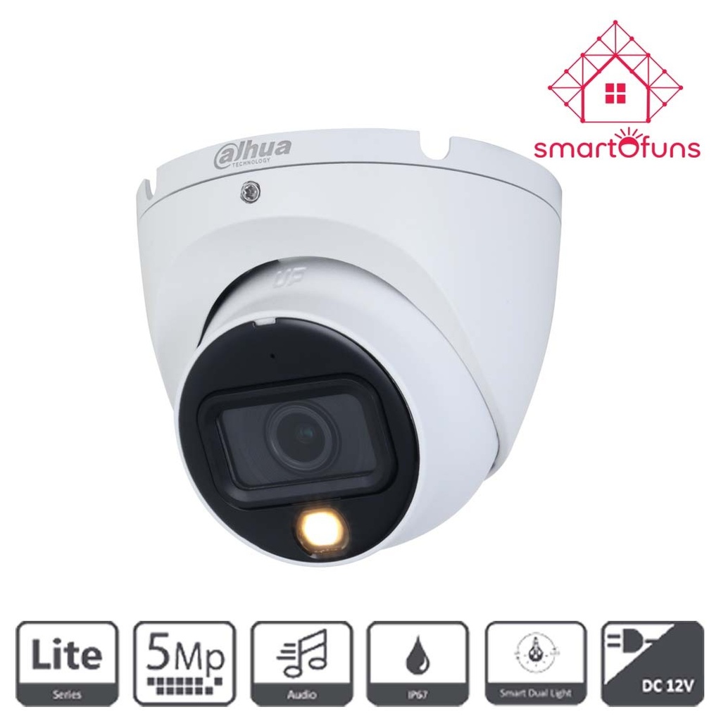 DAHUA 5MP SMART DUAL LIGHT HDCVI FIXED-FOCAL EYEBALL CAMERA
