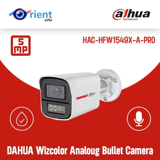 [HFW1549XN-IL-A-PRO] DAHUA Cámara Bullet 5MP WizColor/ Imagen 24H a Color/ Corrección de Im