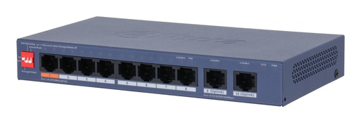 [DH-CS4010-8ET2GT-60] DAHUA Switch PoE de 10 Puertos / 60Watts Totales/ 1 Pto Hasta 60W/ 2 P