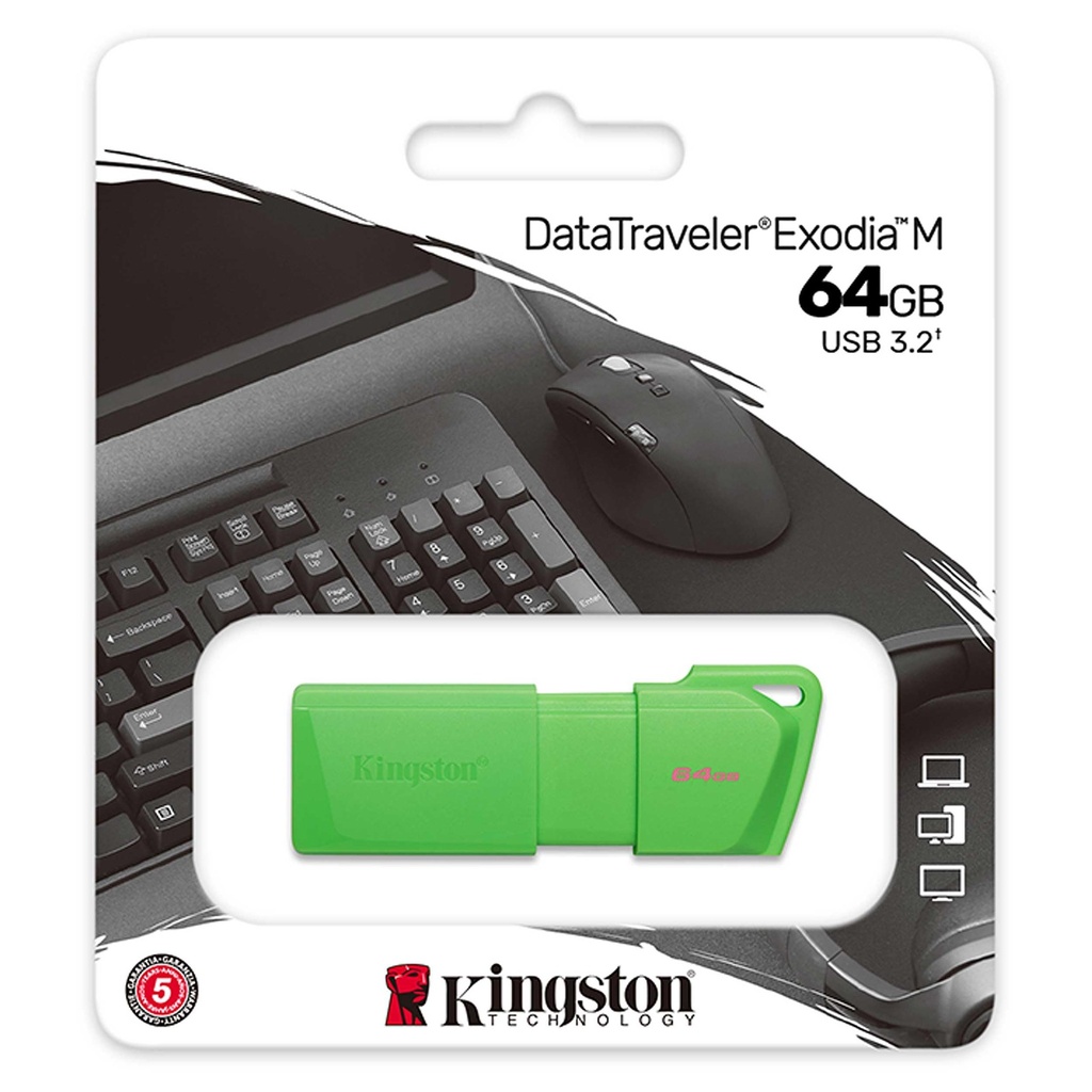 [KC-U2L64-7LG] Kingston - USB flash drive - 64 GB - USB 3.2 Gen 1 - NEON Green - 64 GB