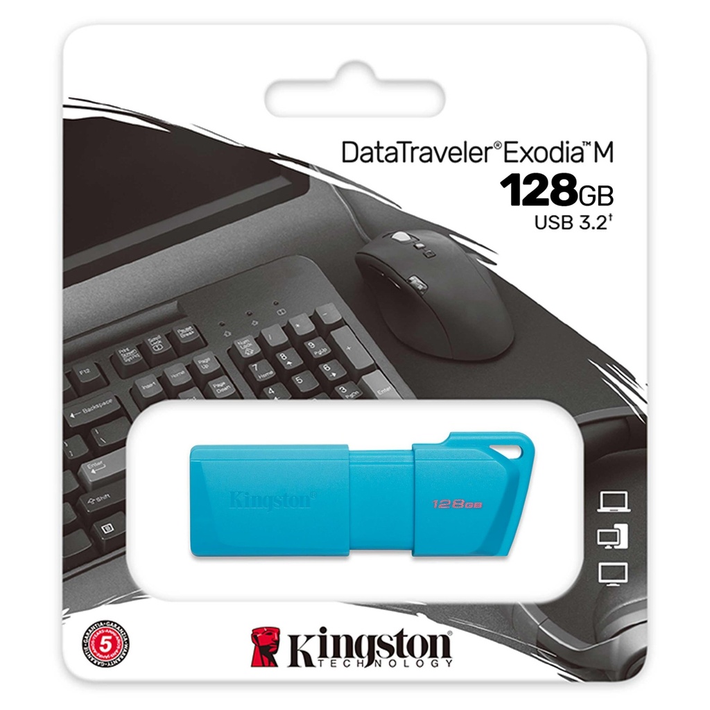 [KC-U2L128-7LB] Kingston - USB flash drive - USB 3.2 Gen 2 - NEON Aqua Blue
