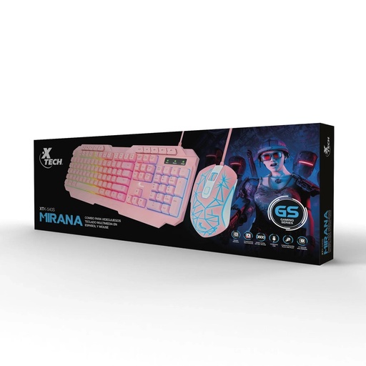 [XTK-540S] Xtech - Keyboard and mouse set - Wired - Spanish - USB - Pink - Gaming-XTK-540S