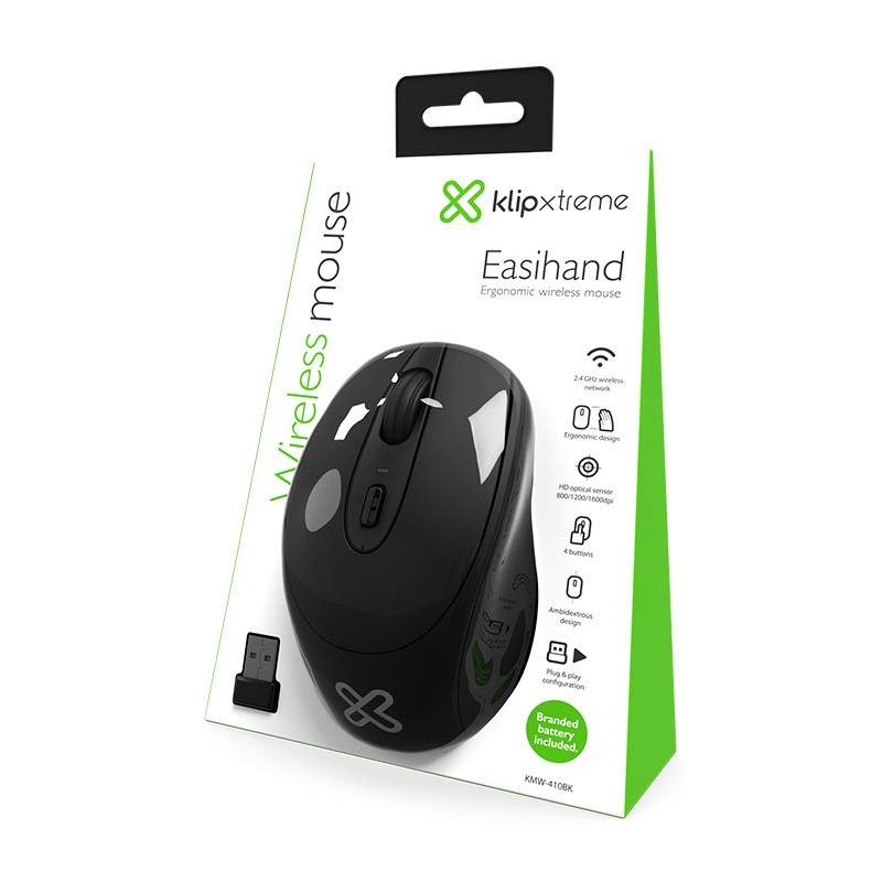 Klip Xtreme - Mouse - 2.4 GHz - Wireless - Black - KMW-410BK