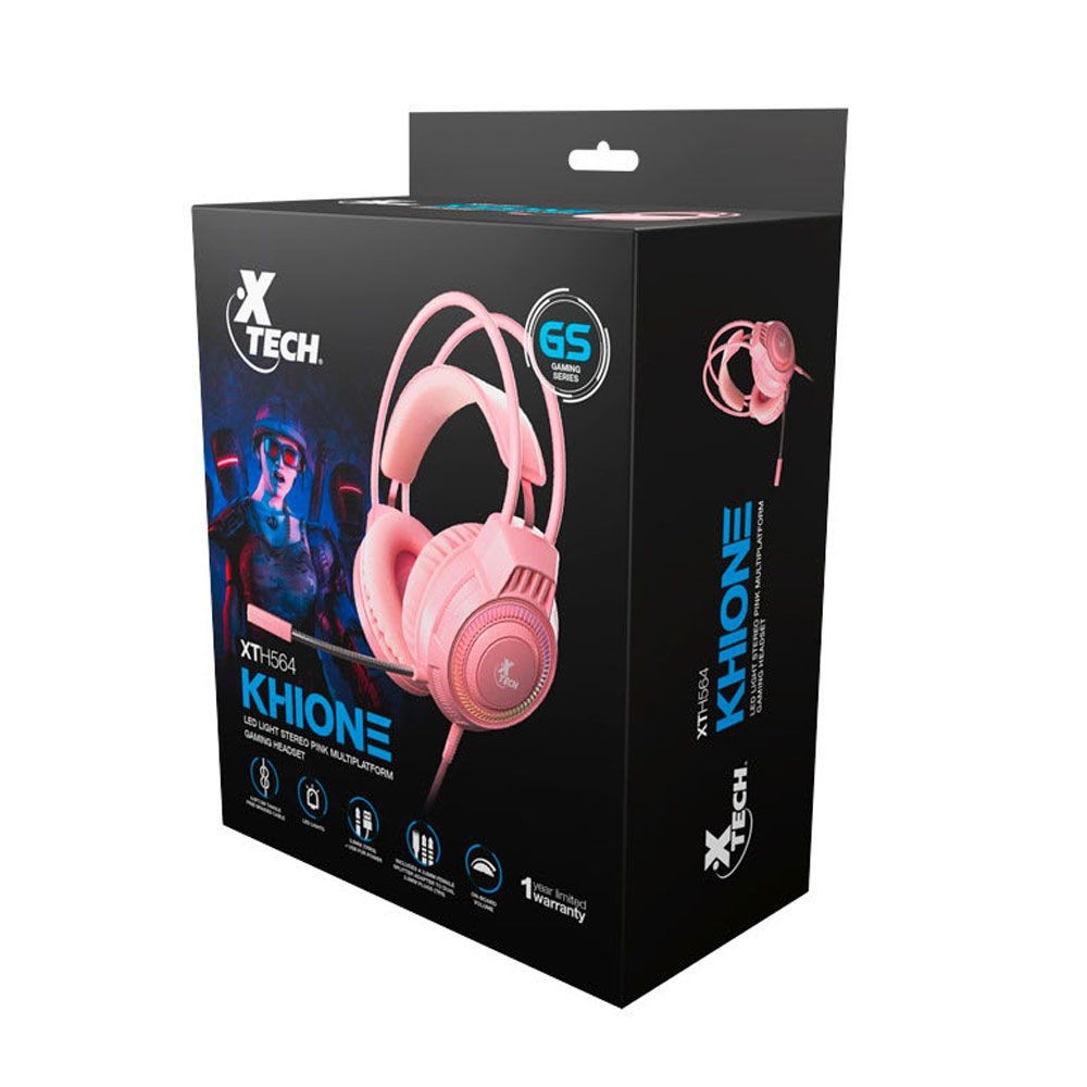 Xtech - XTH-564 - Headset - Para Computer / Para Game console - Wired - 3.5mm+USB Pink