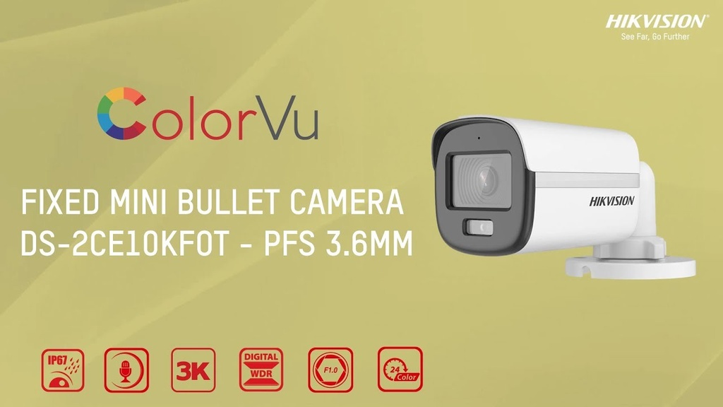 Hikvision ColorVu DS-2CE10KF0T-LPFS 2.8mm - surveillance camera - Fixed - Mini Bullet